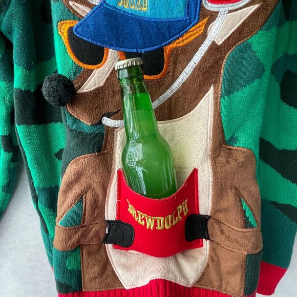 Blizzard Bay Brewdolph and Santa's Drinking Squad Ugly Christmas Sweater Size L - Picture 2 of 5